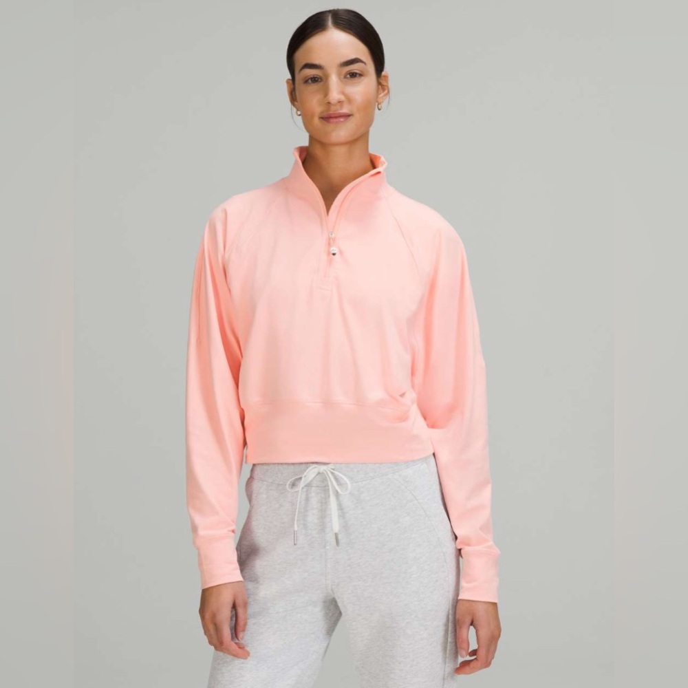 Lululemon Ready to Rulu Half-Zip Pullover, dew pink, size 10